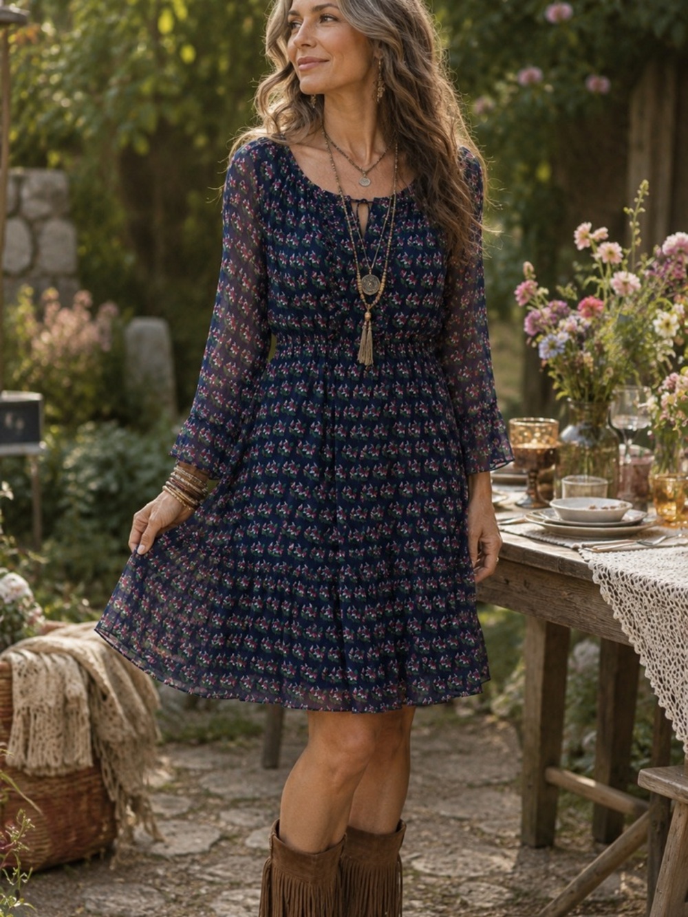 Diane von Furstenberg “Simonia” Silk Chiffon Floral Peasant Dress – Size 4